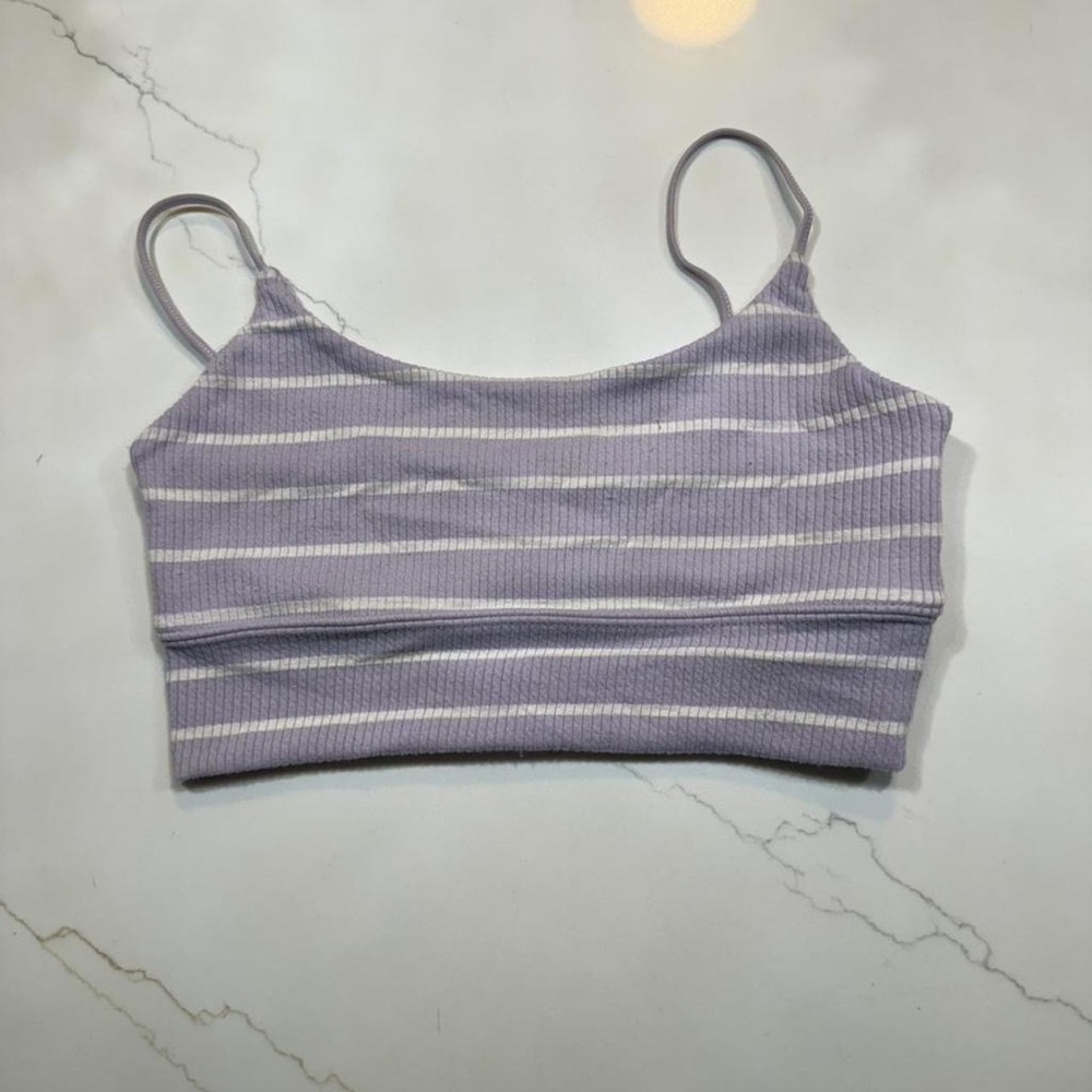 Altar'd State Lilac & White Striped Ribbed Crop Cami